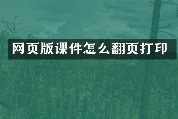 网页版课件怎么翻页打印