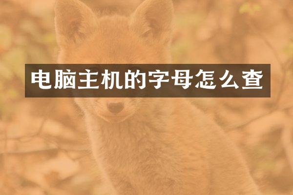 电脑主机的字母怎么查