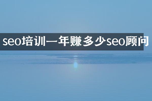 seo培训一年赚多少seo顾问
