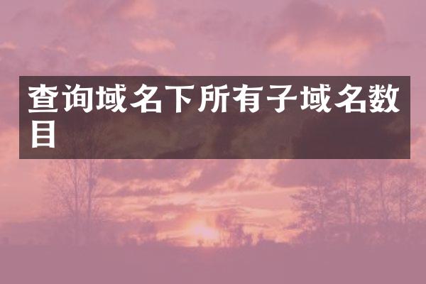 查询域名下所有子域名数目