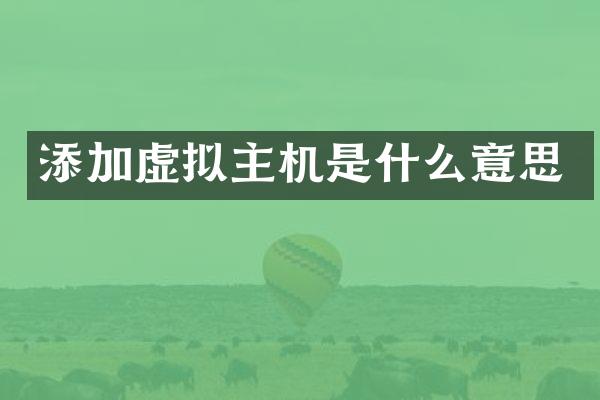 添加虚拟主机是什么意思