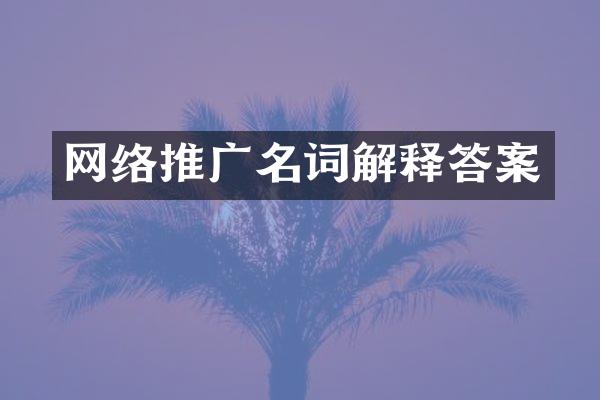 网络推广名词解释答案