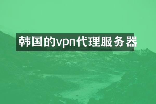 韩国的vpn代理服务器