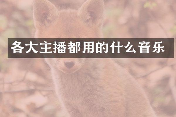 各大主播都用的什么音乐