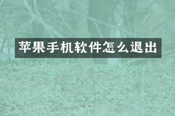 苹果手机软件怎么退出