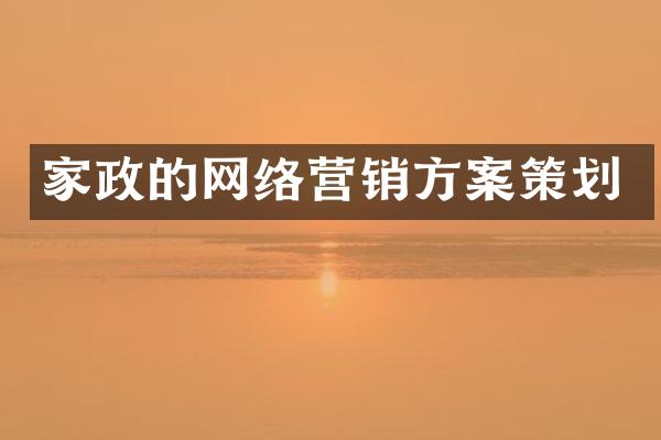 家政的网络营销方案策划