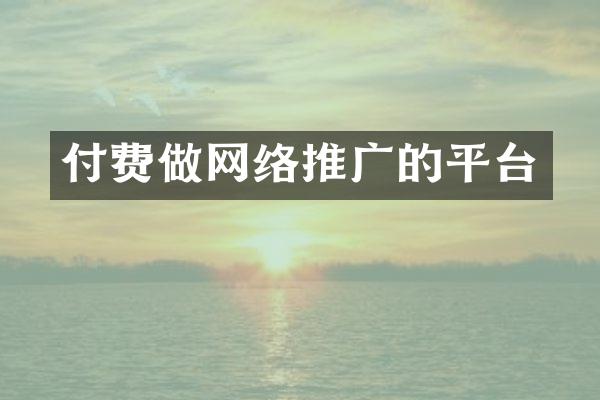 付费做网络推广的平台