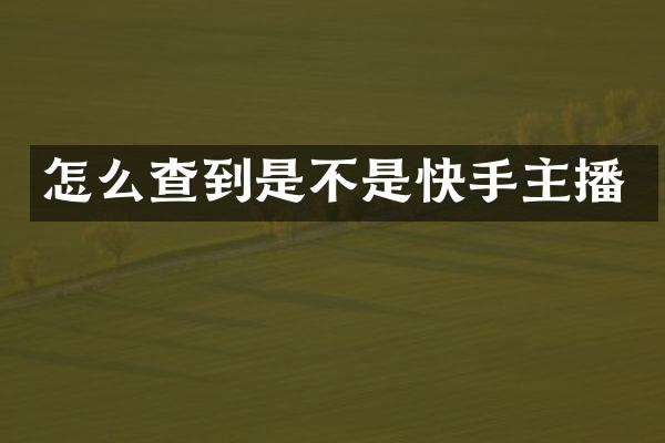 怎么查到是不是快手主播