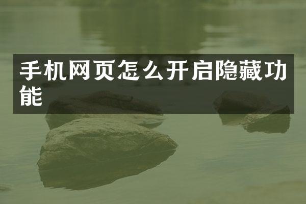 手机网页怎么开启隐藏功能