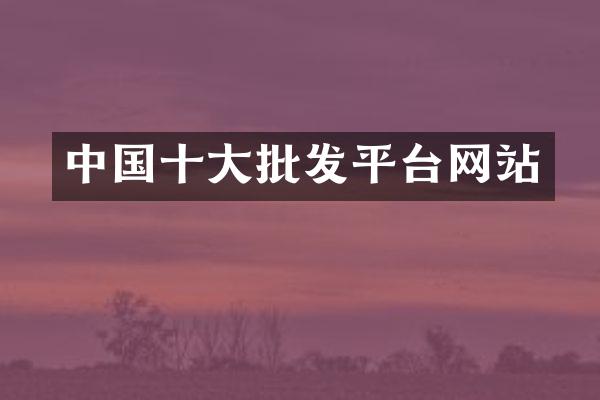 中国十大批发平台网站