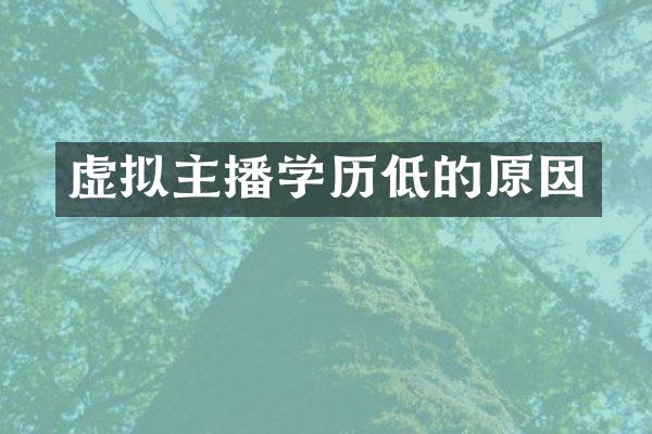 虚拟主播学历低的原因