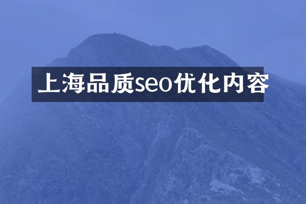 上海品质seo优化内容