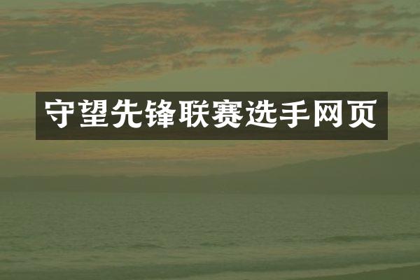 守望先锋联赛选手网页