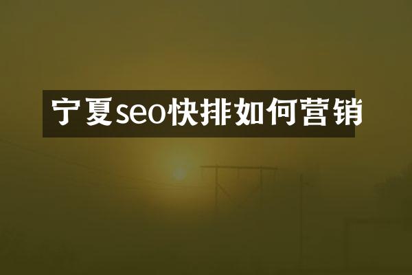 宁夏seo快排如何营销