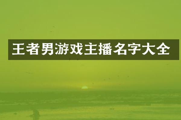 王者男游戏主播名字大全