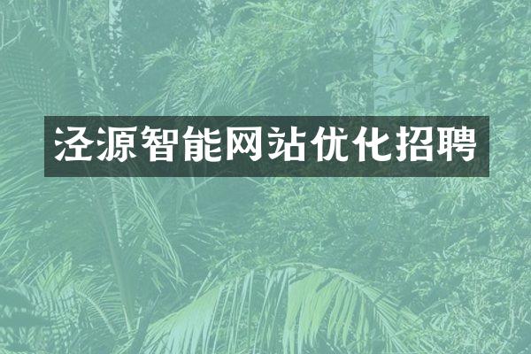 泾源智能网站优化招聘