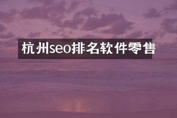 杭州seo排名软件零售