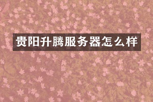 贵阳升腾服务器怎么样