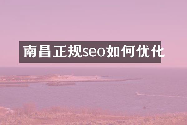 南昌正规seo如何优化