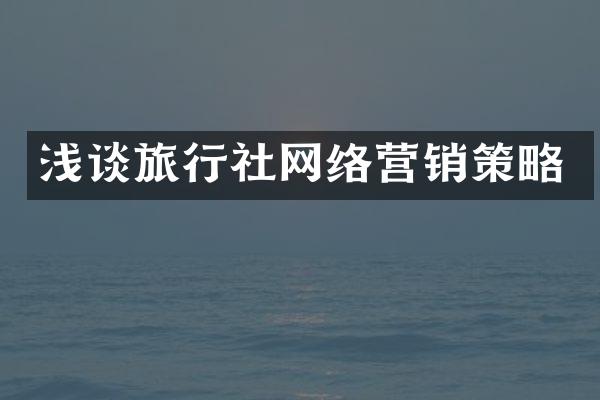 浅谈旅行社网络营销策略