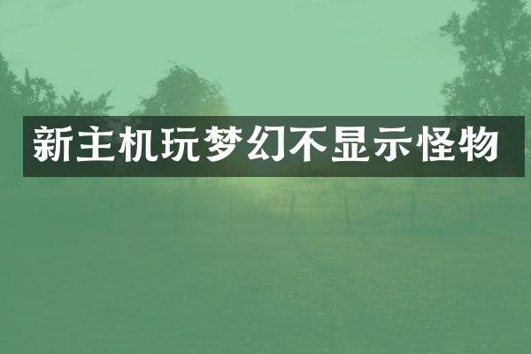 新主机玩梦幻不显示怪物
