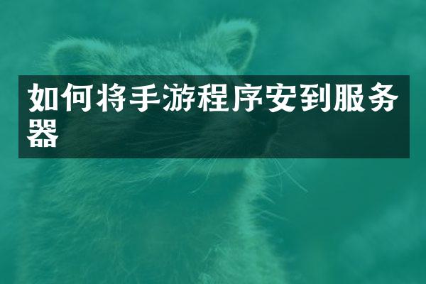 如何将手游程序安到服务器