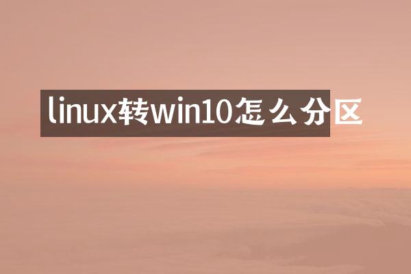 linux转win10怎么分区