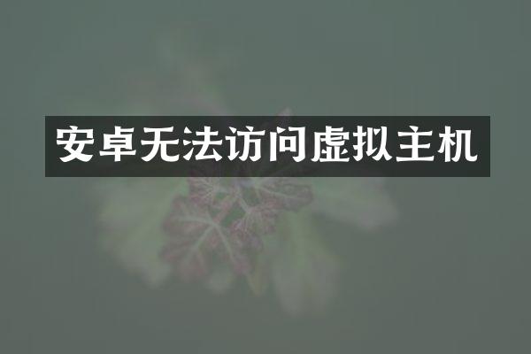 安卓无法访问虚拟主机