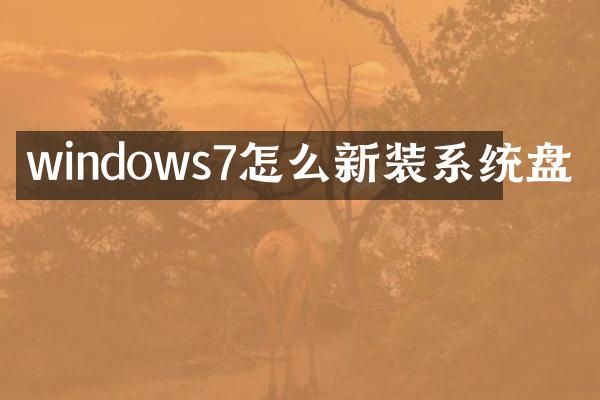 windows7怎么新装系统盘