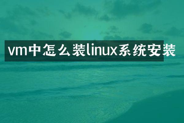 vm中怎么装linux系统安装