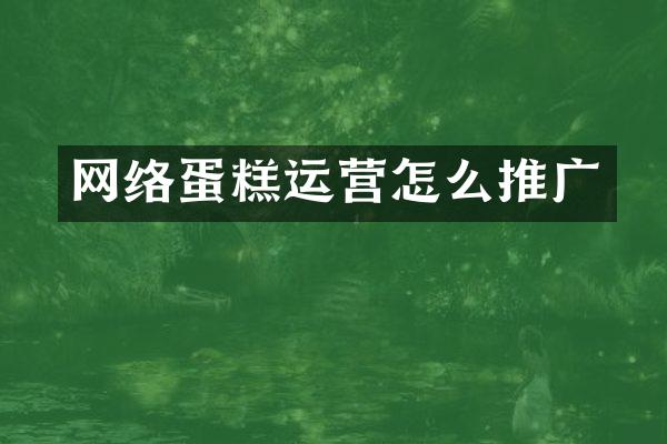 网络蛋糕运营怎么推广