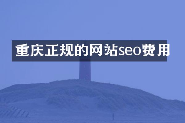 重庆正规的网站seo费用