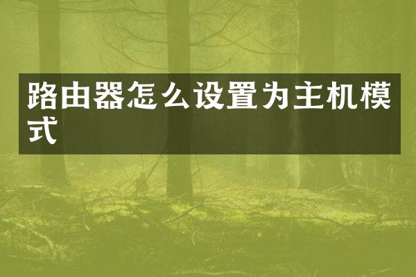 路由器怎么设置为主机模式