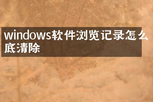 windows软件浏览记录怎么彻底清除