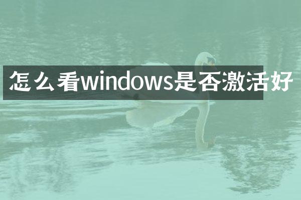 怎么看windows是否激活好