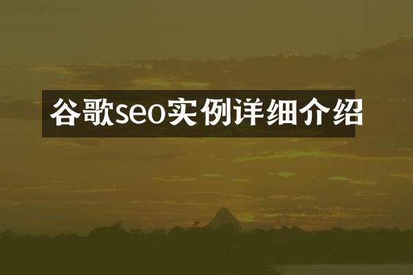 谷歌seo实例详细介绍