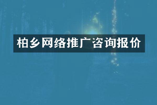 柏乡网络推广咨询报价