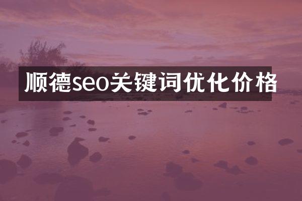 顺德seo关键词优化价格