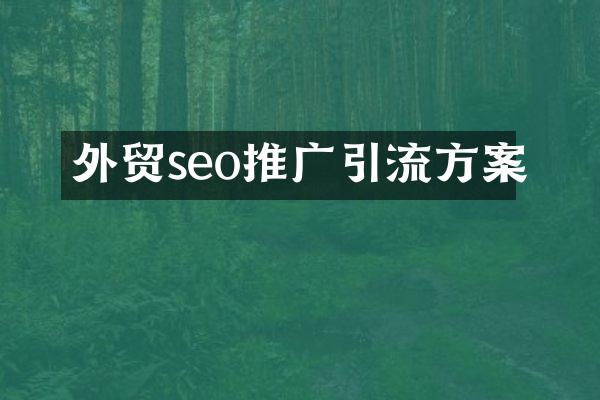 外贸seo推广引流方案