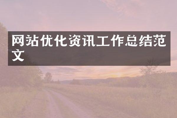 网站优化资讯工作总结范文