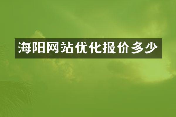 海阳网站优化报价多少