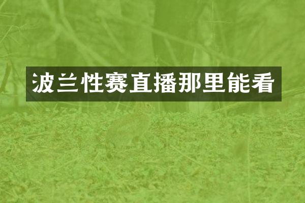 波兰性赛直播那里能看