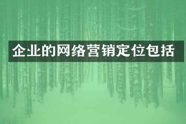 企业的网络营销定位包括