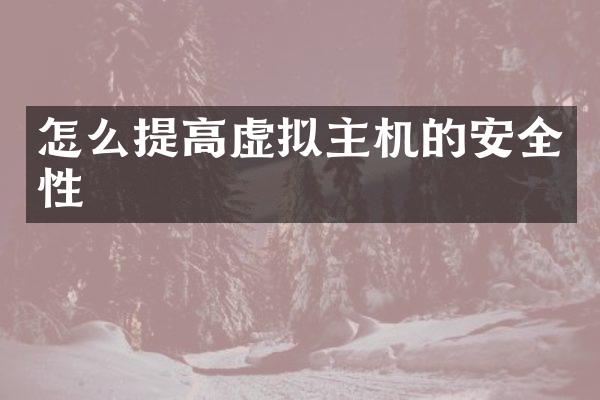 怎么提高虚拟主机的安全性