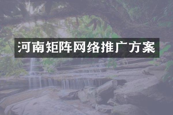 河南矩阵网络推广方案