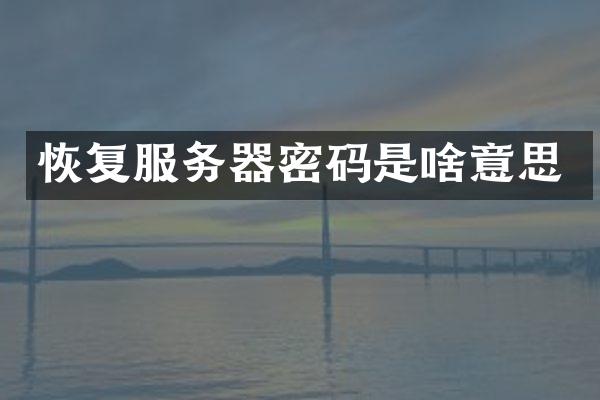 恢复服务器密码是啥意思
