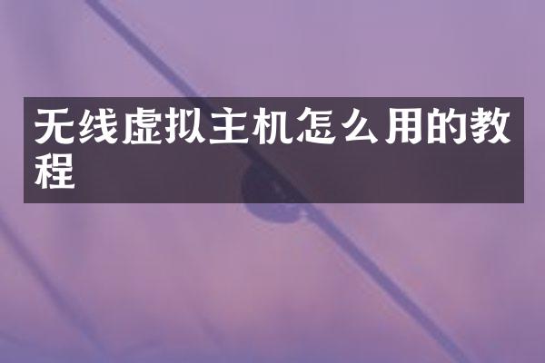 无线虚拟主机怎么用的教程