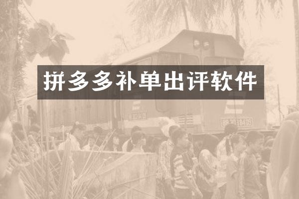 拼多多补单出评软件