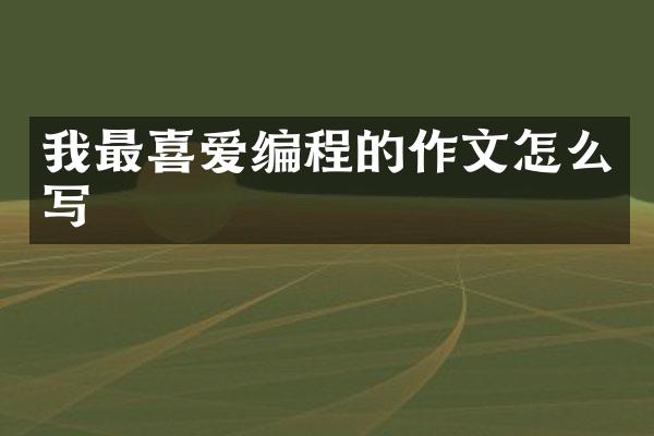 我最喜爱编程的作文怎么写