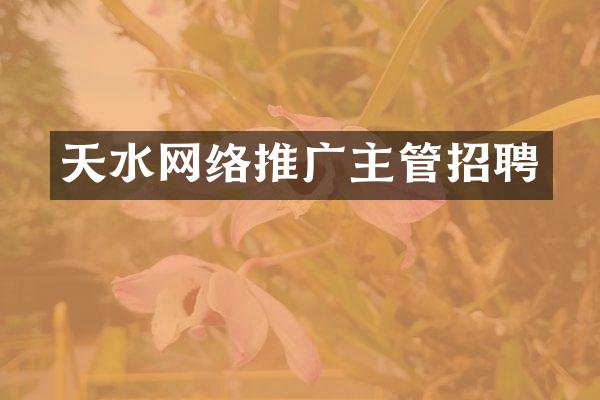 天水网络推广主管招聘